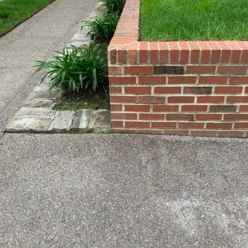 Brick retaining wall in residential front yard
