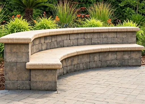 Stone seated retaining wall